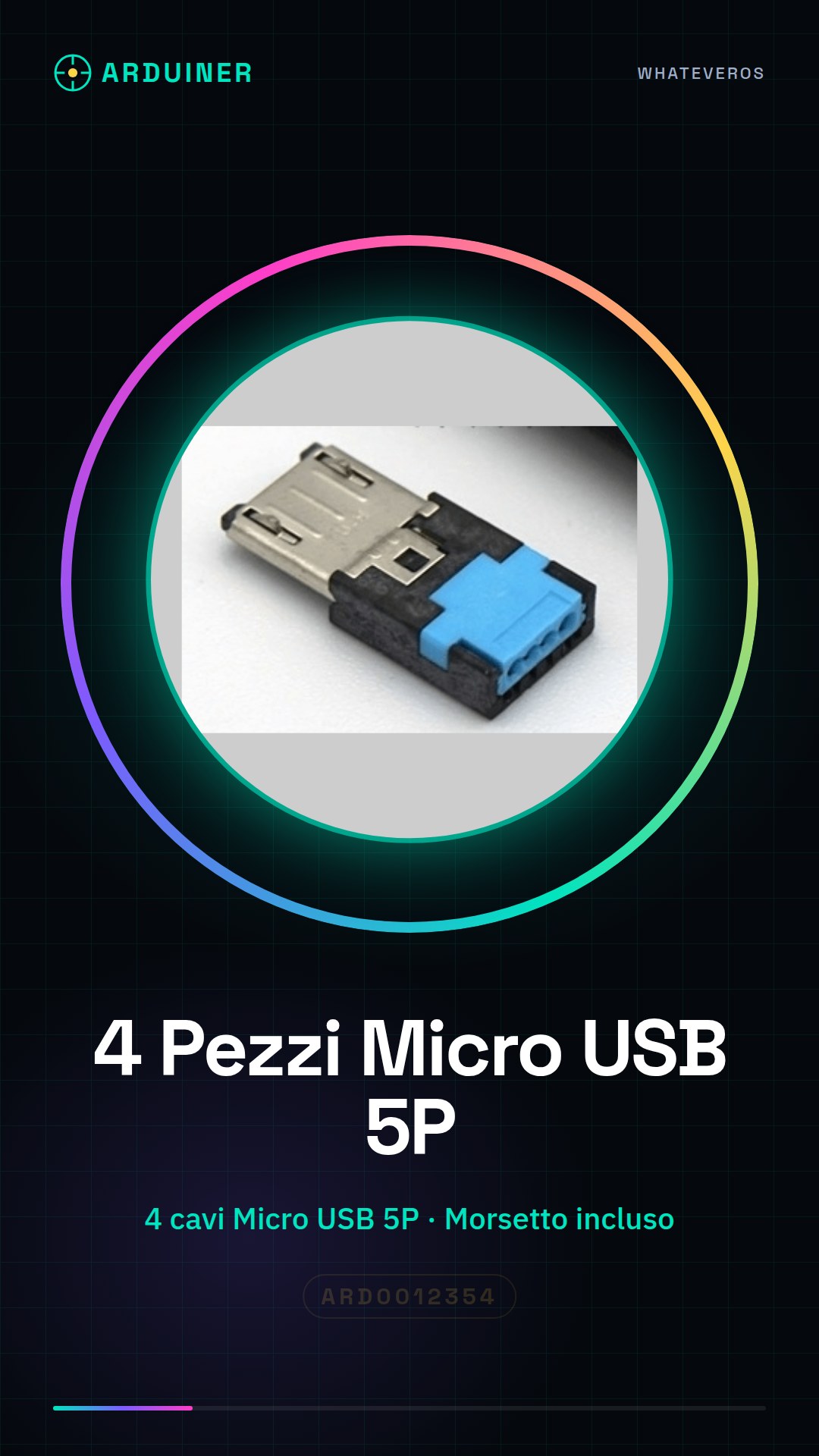 4 Câbles Micro USB 5P avec embouts, sans soudure nécessaire