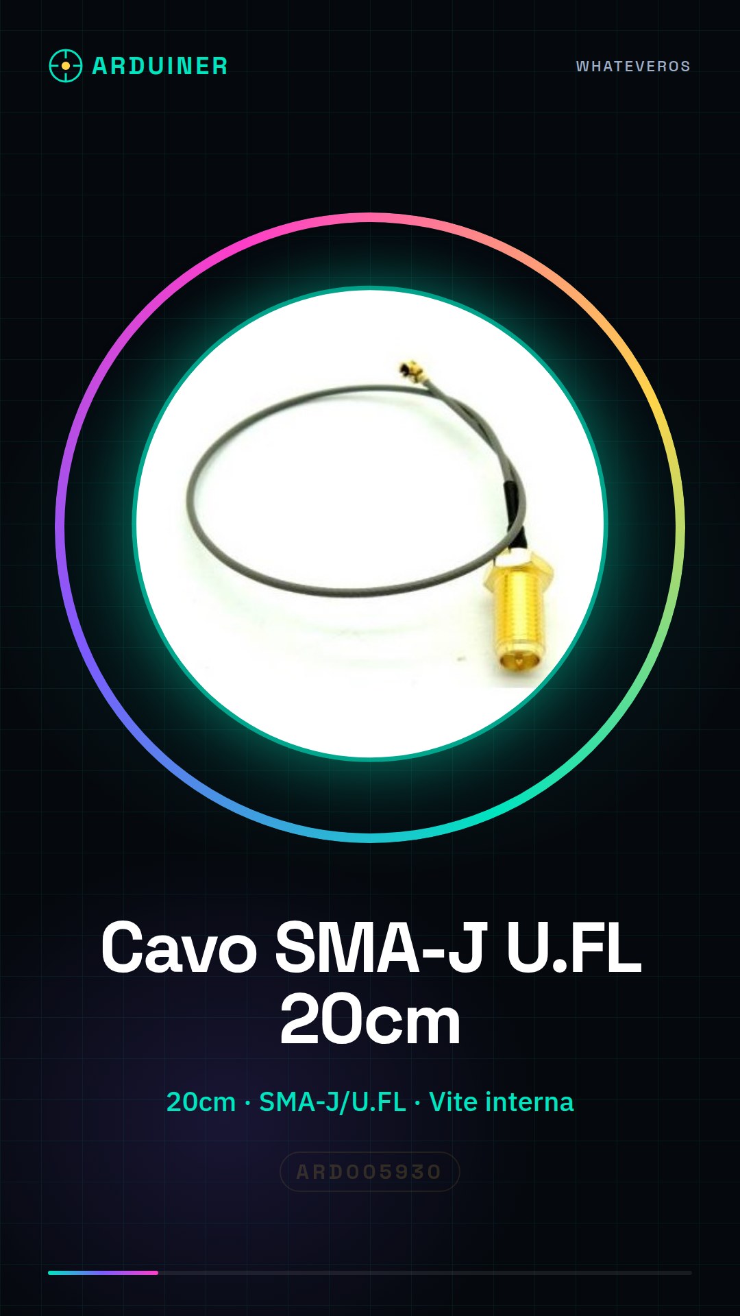 SMA-J zu U.FL 20cm Antenne-Kabel mit innenrauhem Gewinde und Bohrung