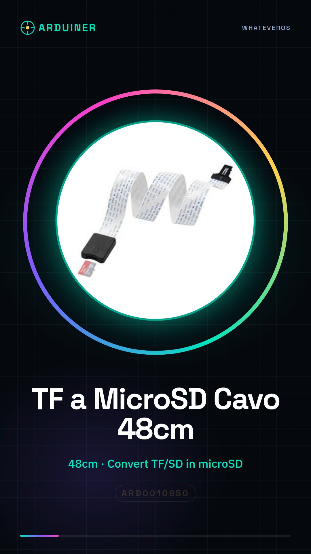 TF to Micro SD Card Extension Cable Adapter Converter 48cm for Car GPS, DVD, DVR, Phone