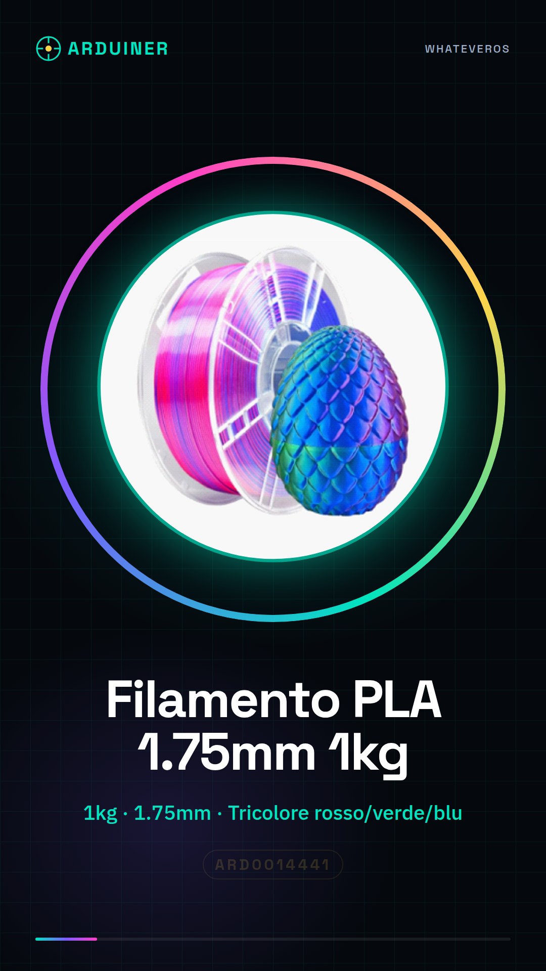 Filament PLA 1.75mm 1kg – Tricolore Rouge/Verte/Bleu – Haute Qualité pour Imprimantes 3D