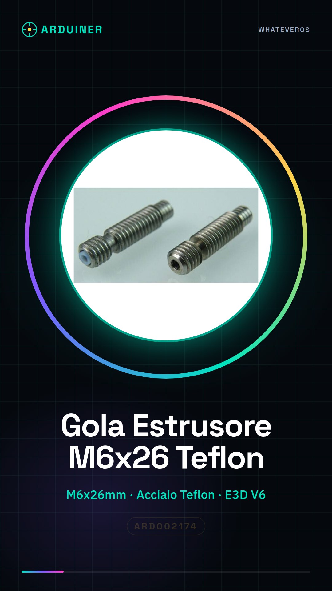 Gorge d'extrudeur M6x26mm en acier avec tube Teflon pour imprimante 3D E3D V6