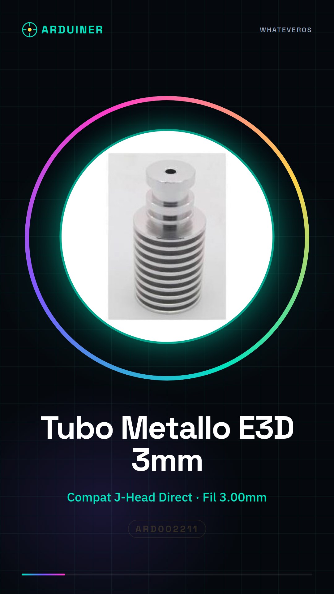 Tuyau métallique interchangeable E3D pour J-Head Type Direct pour filaments de 3.00mm