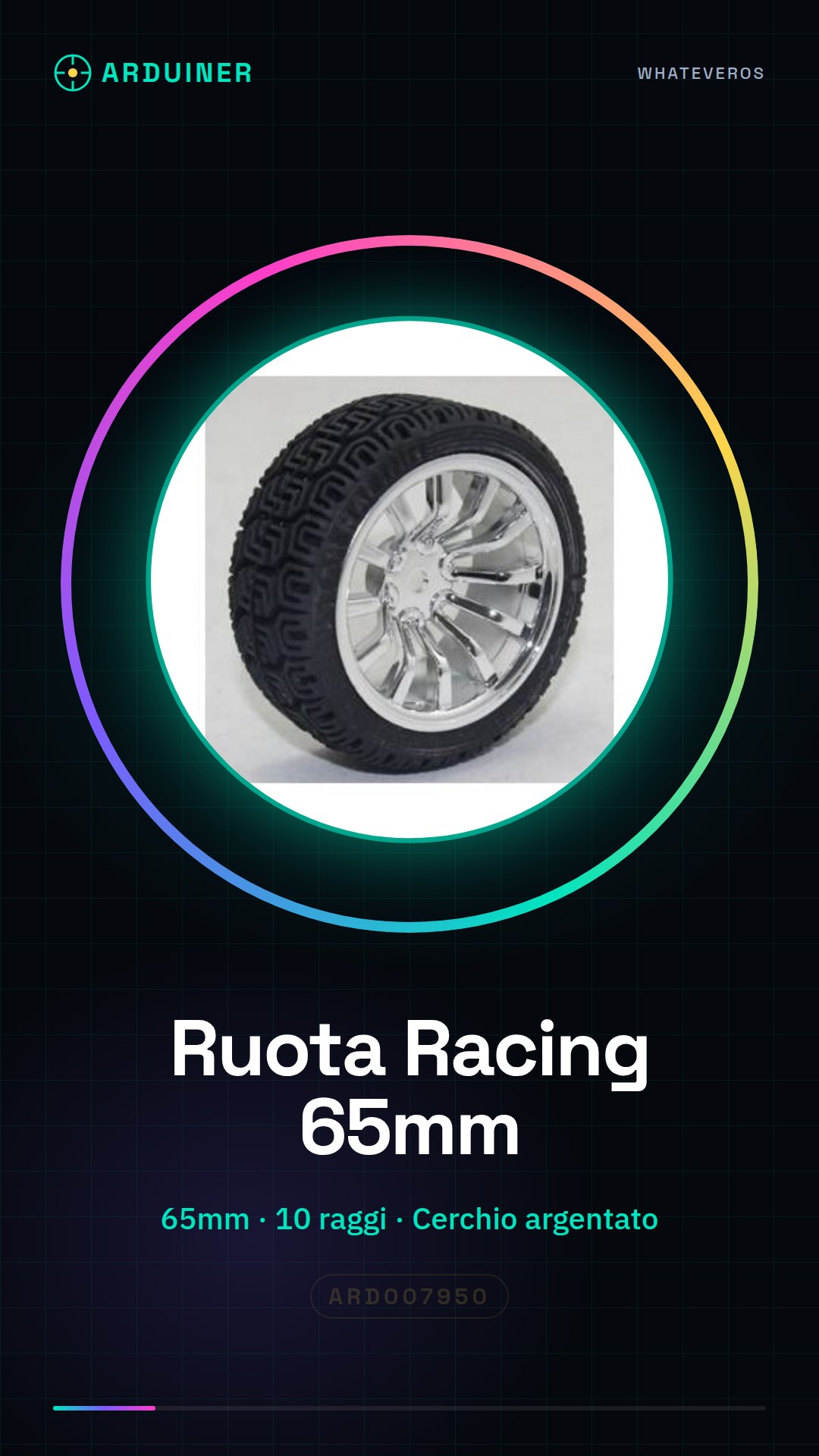 Racing Wheel 65MM Diameter Silver Rim 10 Spoke