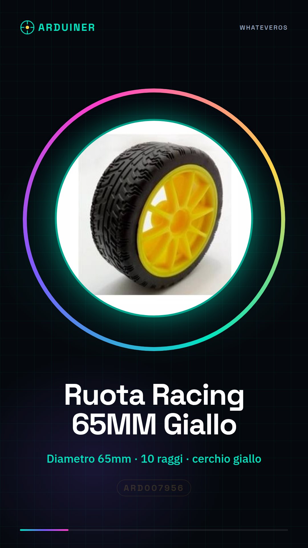 Roue de course 65MM diamètre Jaune 10 rayons
