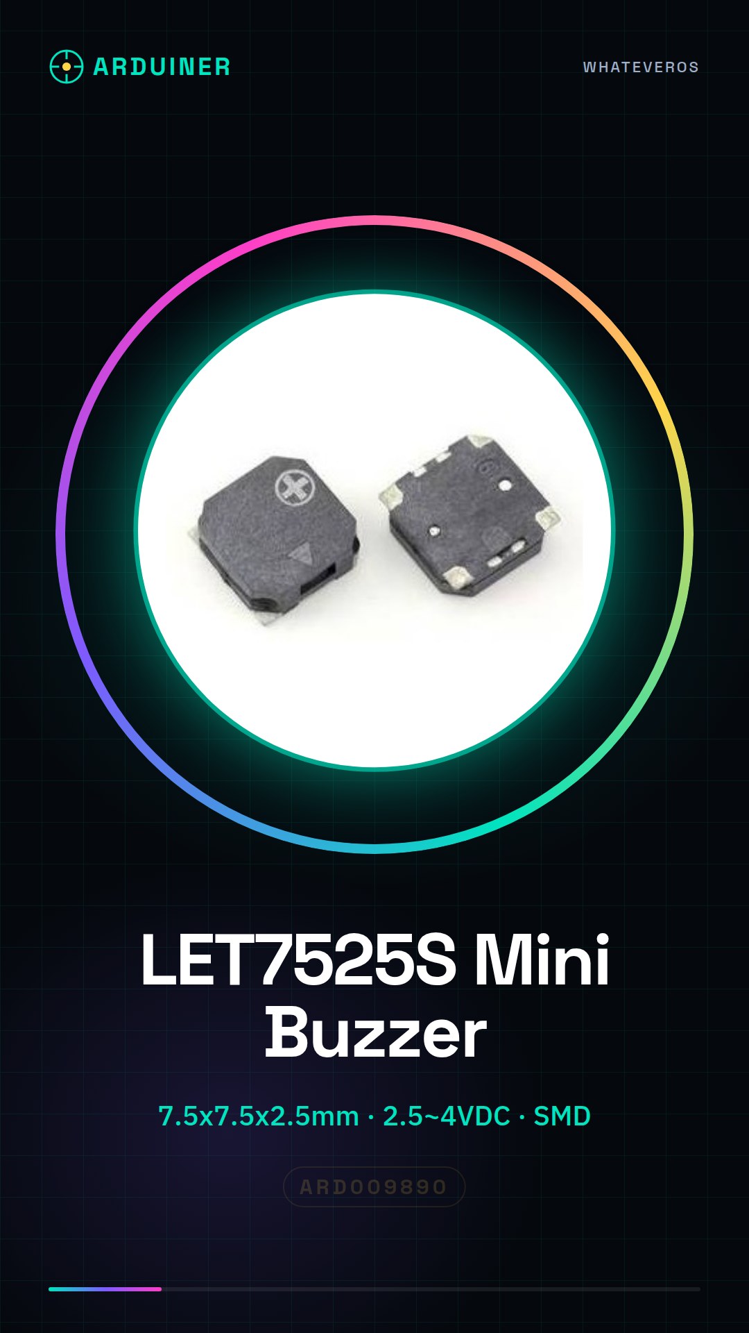 LET7525S 7,5 * 7,5 * 2,5mm Mini Buzzer SMD 2,5 ~ 4VDC