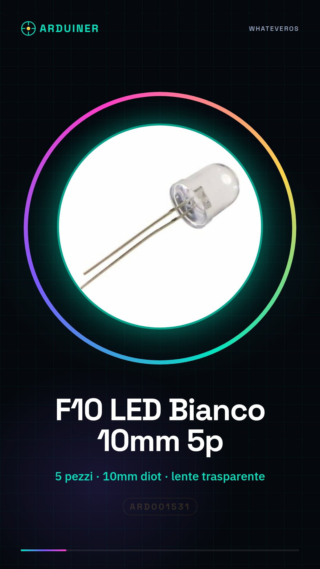 5 Pièces Diodes LED Blanc F10 10mm Lentille transparente