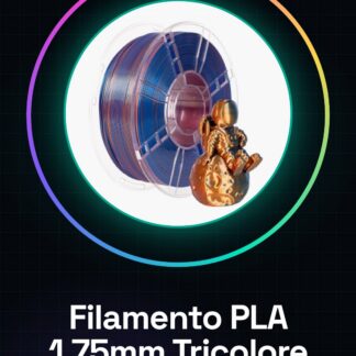 Filamento PLA 1.75mm 1kg – Tricolore Rosso/Blu/Oro – Alta Qualità per Stampanti 3D