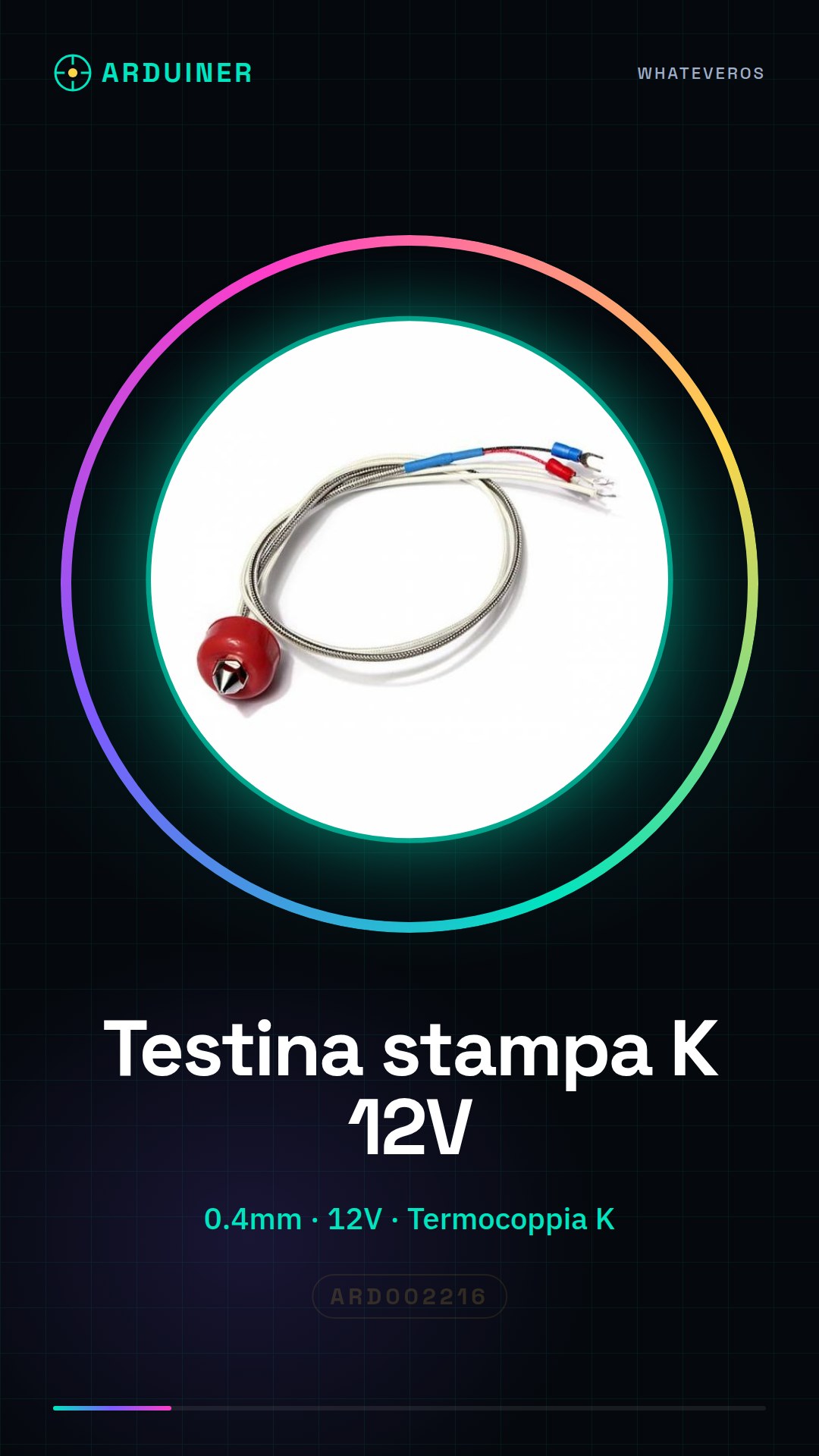 Tête d'impression avec thermocouple type K 0.4mm 12V