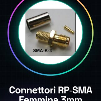 2 Pezzi Connettori Adattatori RP - SMA Femmina a Crimpare 3MM cavo Coassiale