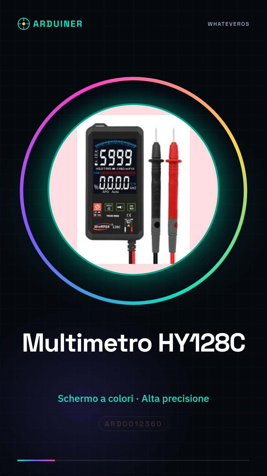 Multimètre numérique intelligent HY128C / Haute précision pour les valeurs réelles / Écran grand et mince (écran couleur)