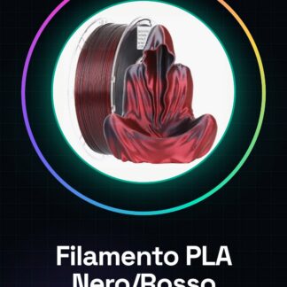 Filamento PLA 1.75mm 1kg – Bicolore Nero/Rosso – Alta Qualità per Stampanti 3D