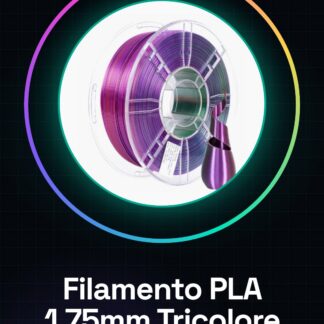 Filamento PLA 1.75mm 1kg – Tricolore Viola/Verde/Ambra – Alta Qualità per Stampanti 3D