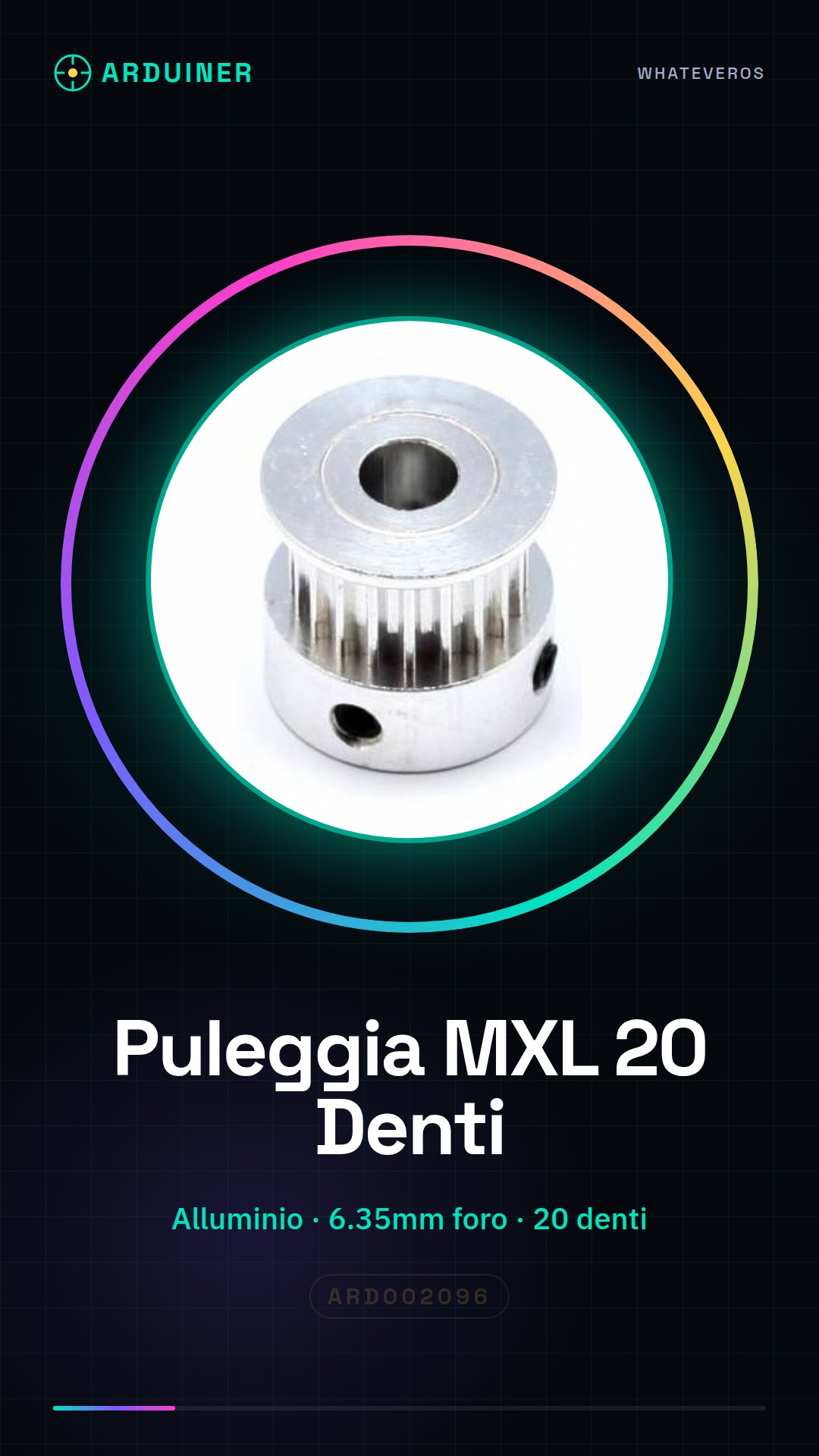 MXL Synchronous Pulley 20 Teeth in Aluminium - 6.35mm Hole for 3D Printers and CNC Machines