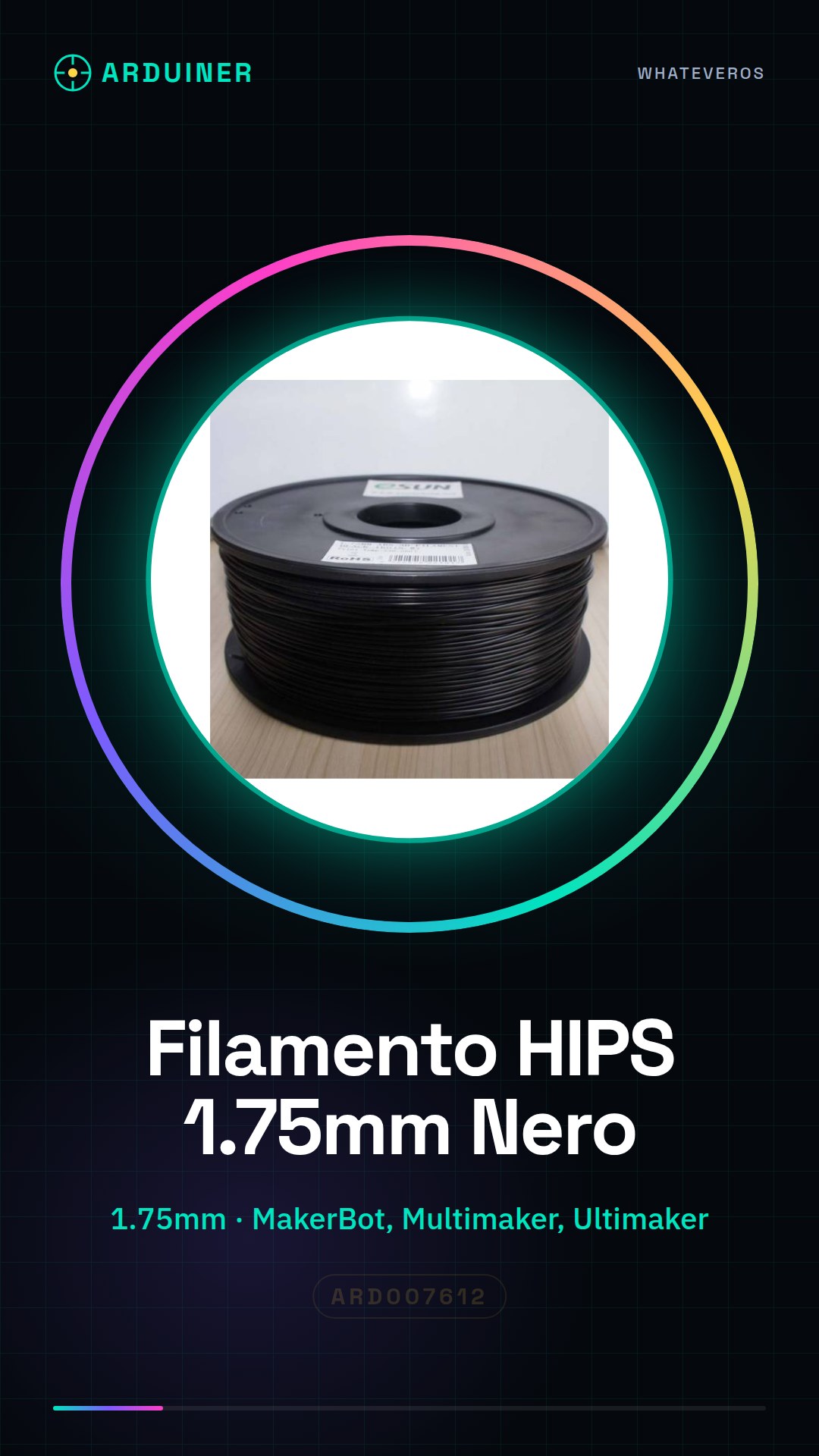 Filament HIPS 1.75mm 1KG Noir GARANTIE HAUTE QUALITÉ POUR MAKERBOT, MULTIMAKER, ULTIMAKER, REPRAP, PRUSA