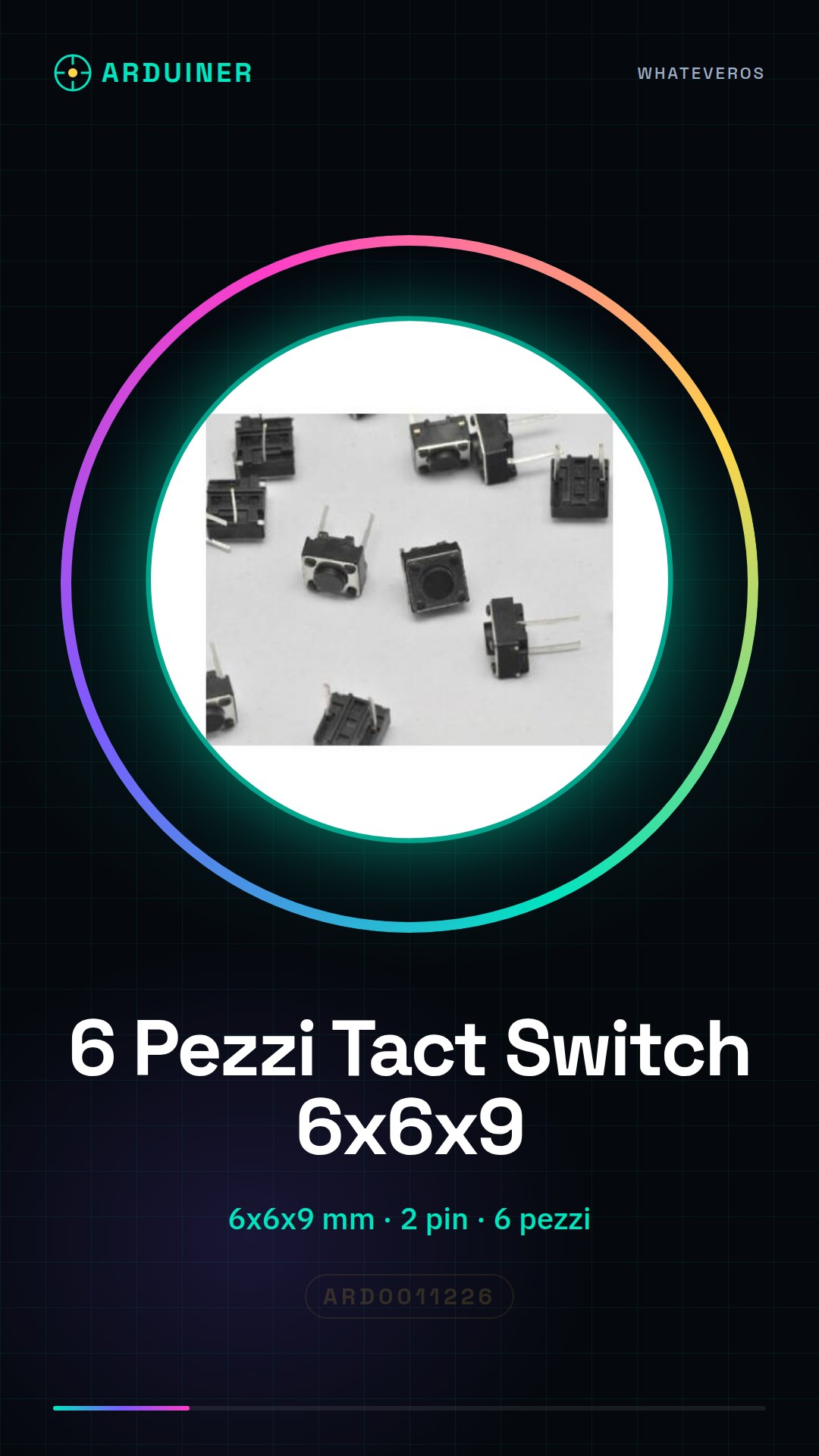 6 Pack Tact Switch 6x6x9 2Pins