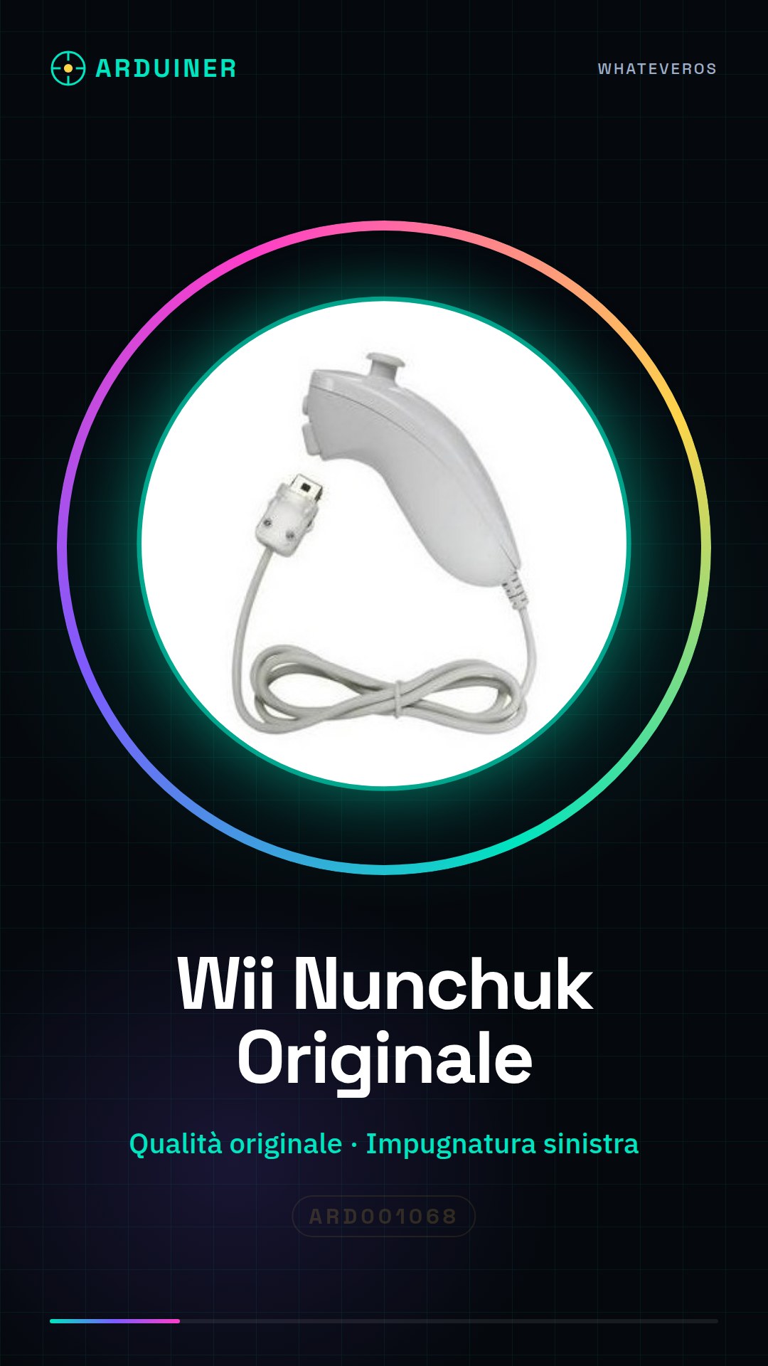 Wii Nunchuk, qualité d'origine, manche gauche câblé