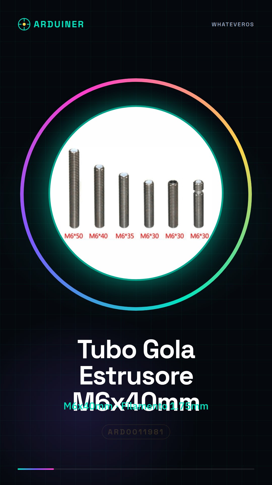 Tuyau Colonne d'Écoulement M6x40mm pour Filament 1.75mm - Imprimante 3D