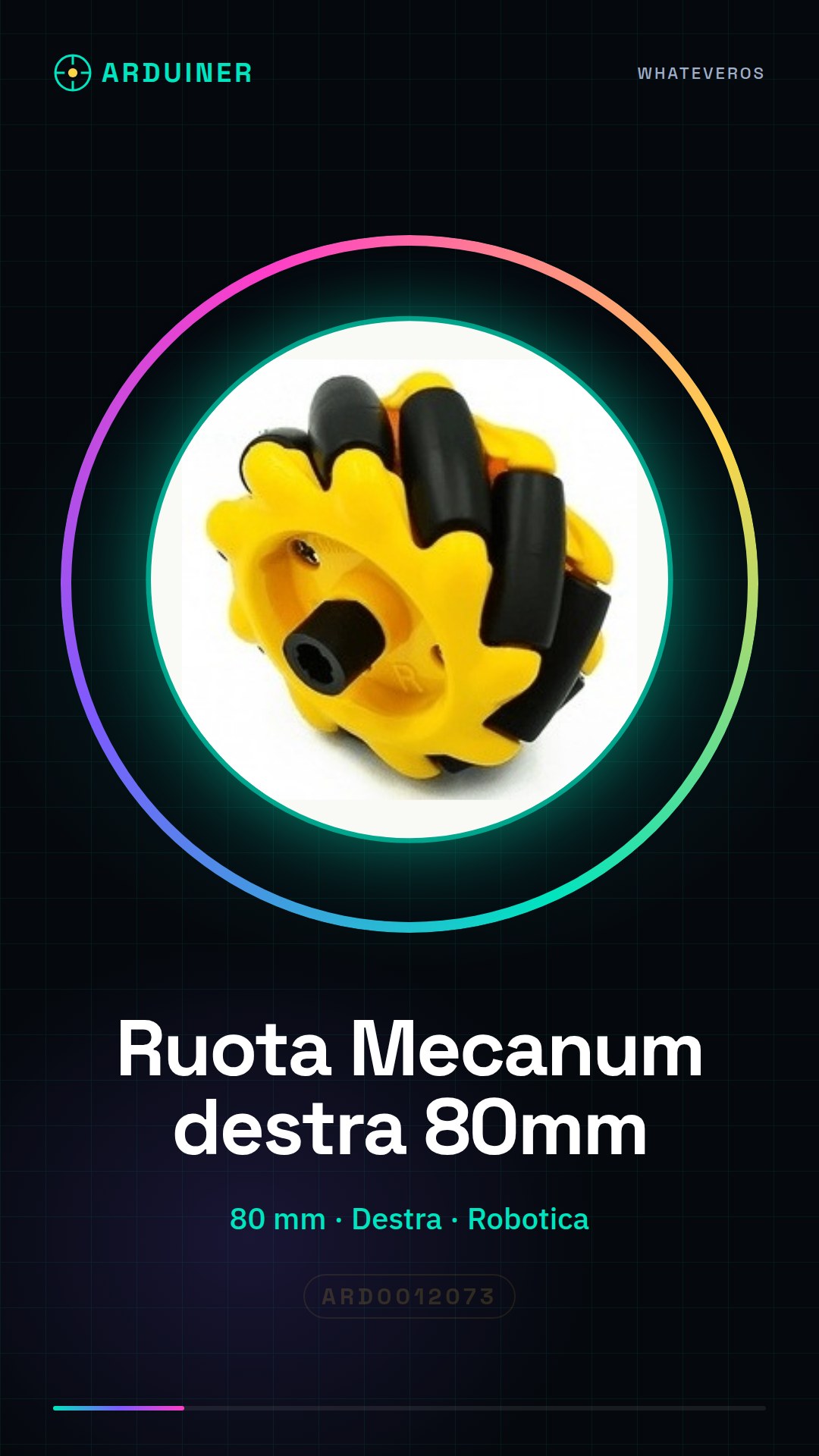 Roue Mecanum droite de 80 mm