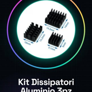 Black Aluminum Heatsink Kit for Raspberry Pi 4B – 3 Pieces