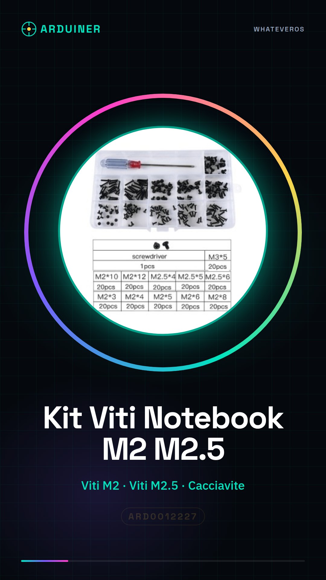 Kit de vis pour ordinateurs portables M2 M2.5 avec tournevis - Ensemble complet pour la réparation électronique