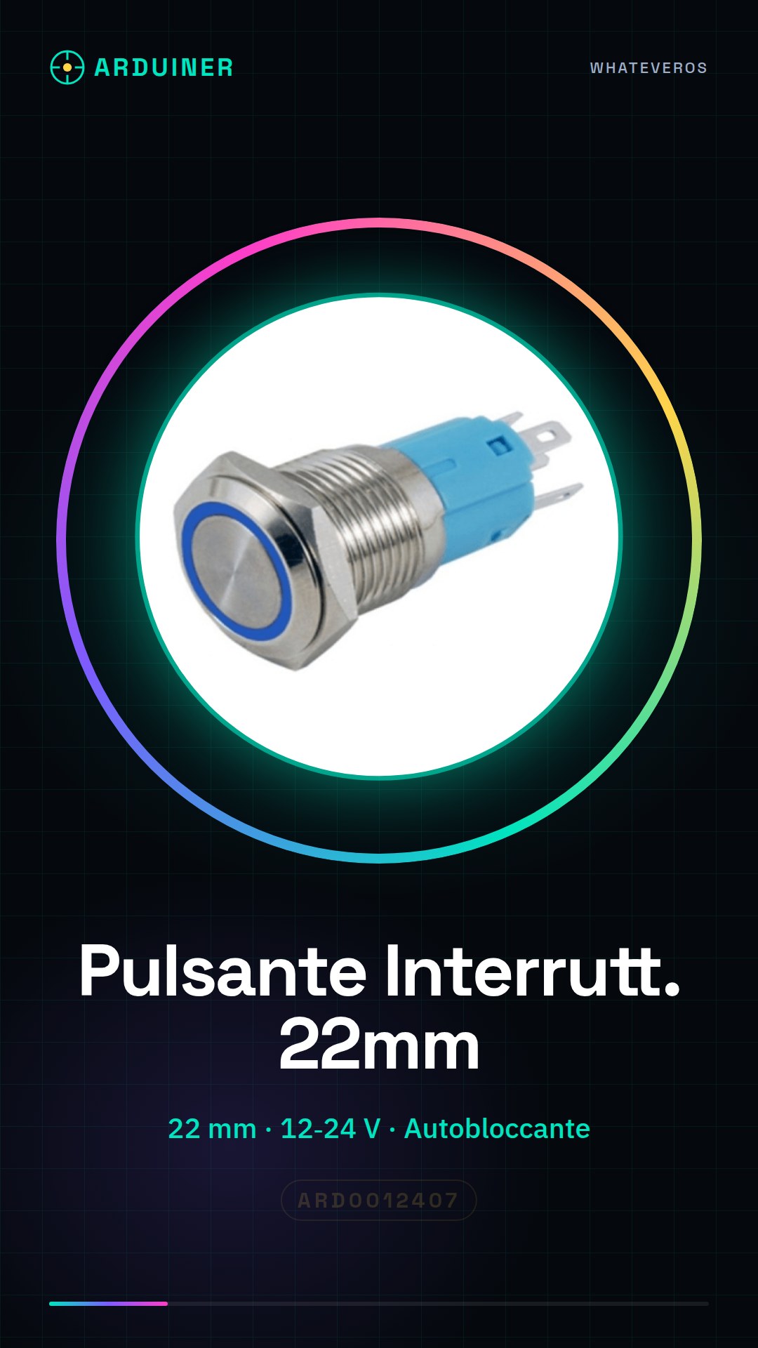 Botón interruptor de bloqueo automático / de resorte de 22 mm 12-24 V Rojo / Verde / Azul / Amarillo