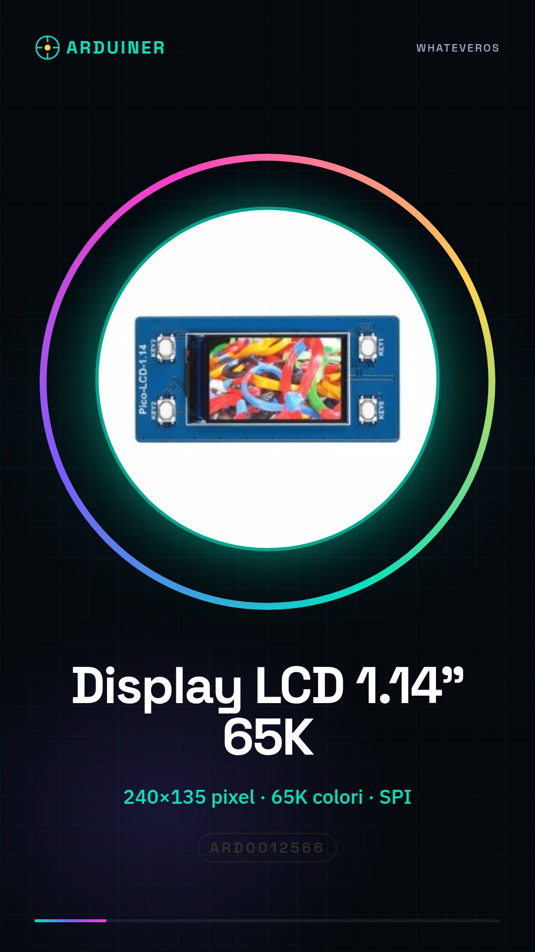 LCD Display 1.14" 65K Colors 240x135 for Raspberry Pi Pico - SPI Interface