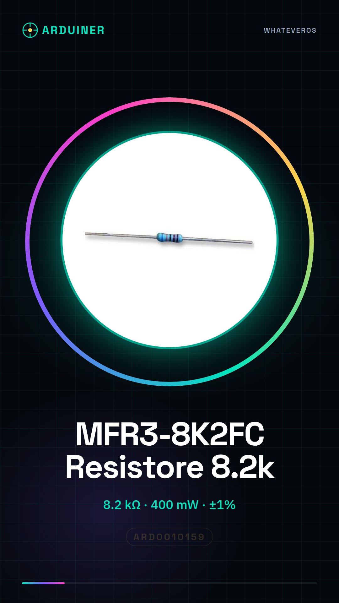 50 Pièces MFR3-8K2FC Résistance à trou, série MFR, 8.2 kohm, 400 mW, ± 1%, 200 V, conducteurs axiaux 8.2K 0.5W