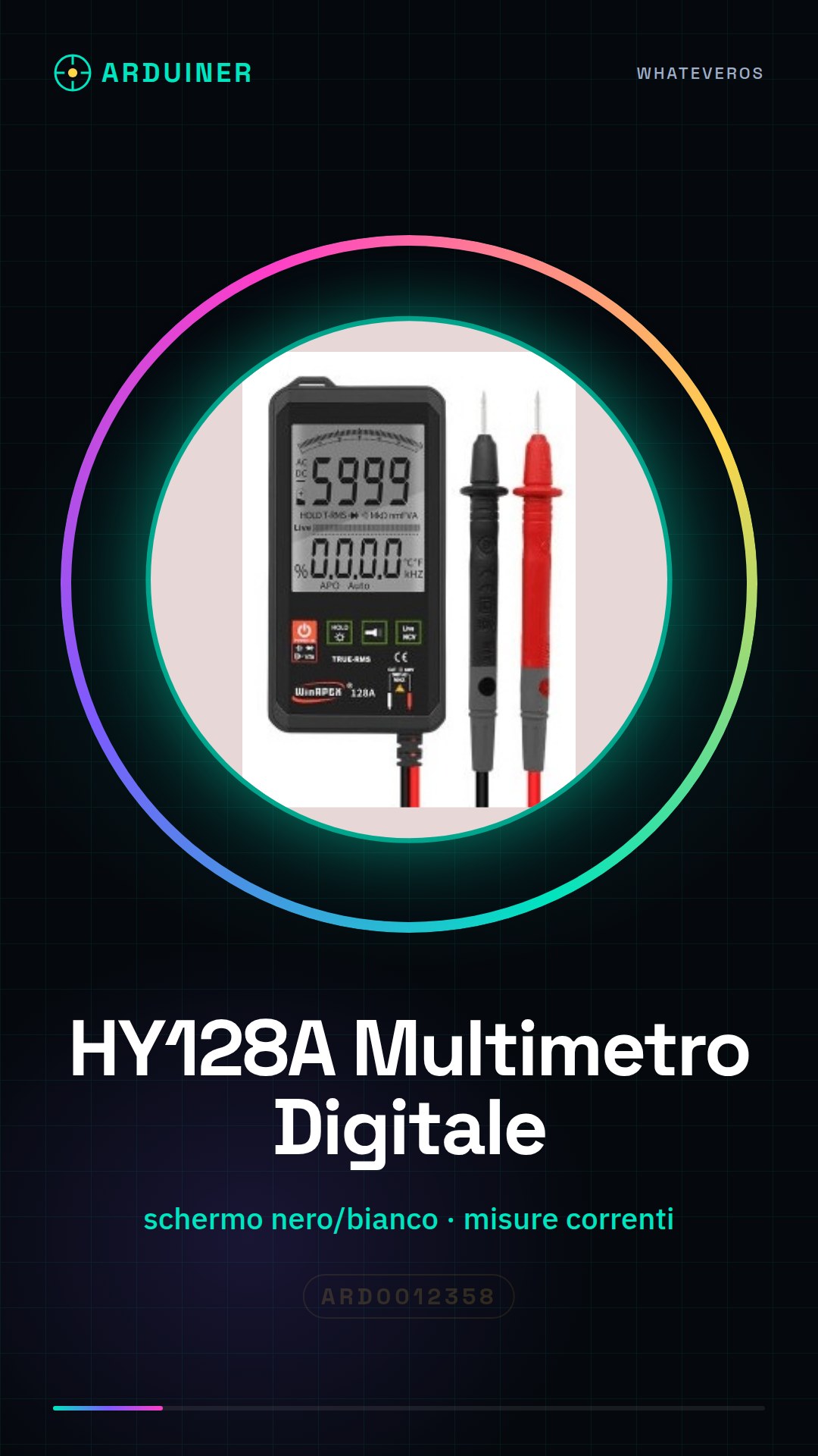 HY128A multimètre numérique intelligent / valeur réelle haute précision / écran grand et mince (écran noir/blanc)
