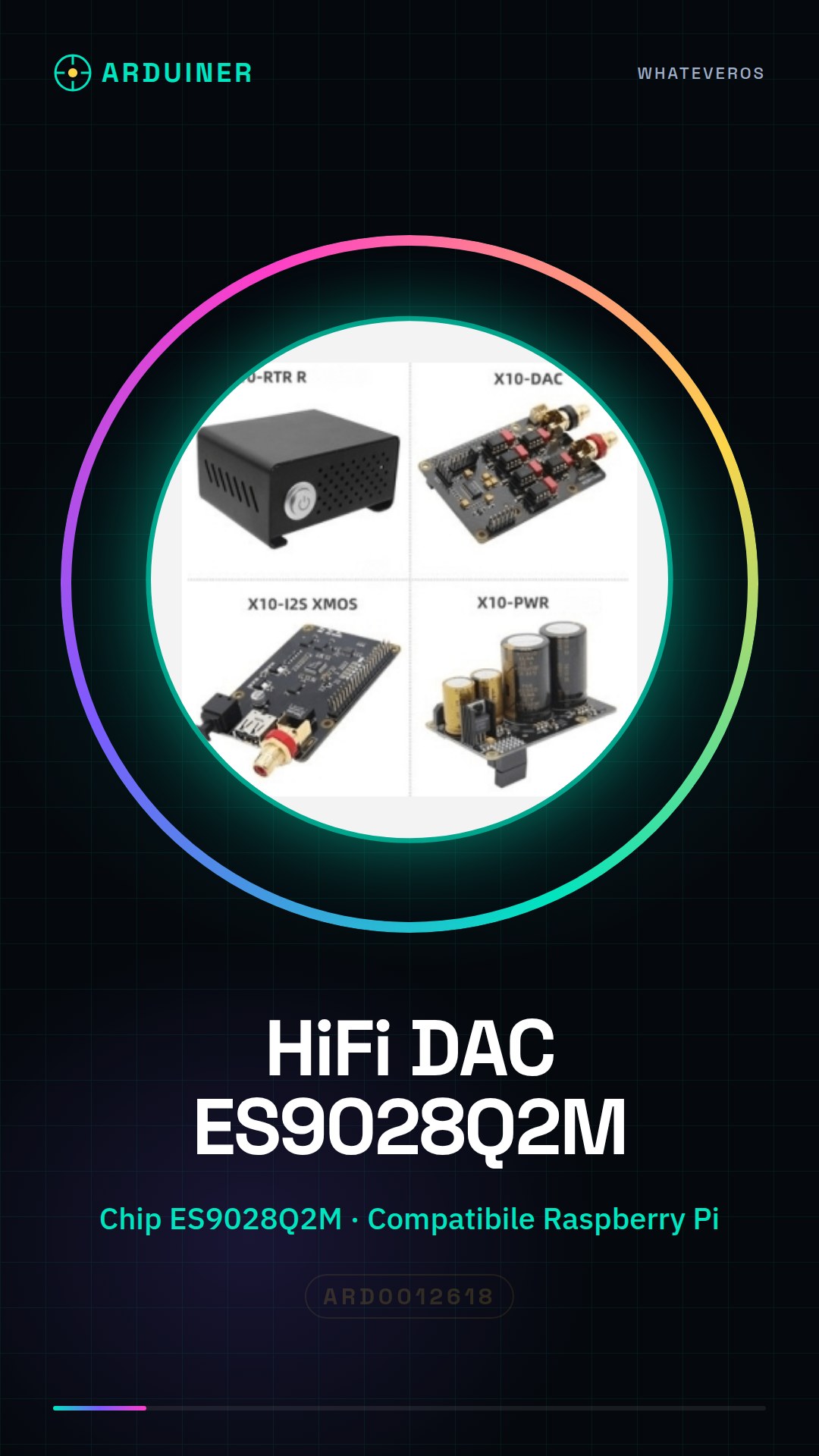 Tarjeta de sonido HiFi DAC xmos ES9028Q2M Amp X10 para Raspberry Pi