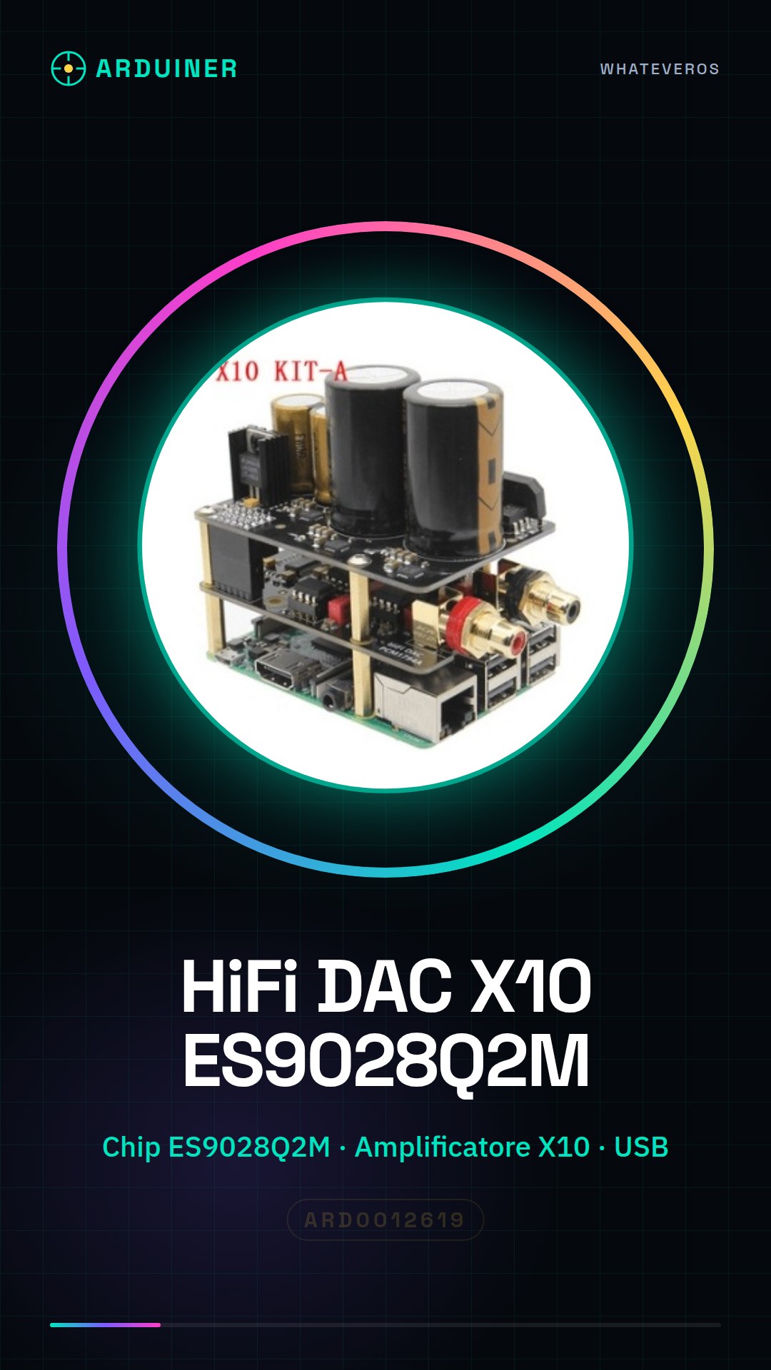 Tarjeta de sonido HiFi DAC xmos ES9028Q2M y amplificador X10 para Raspberry Pi