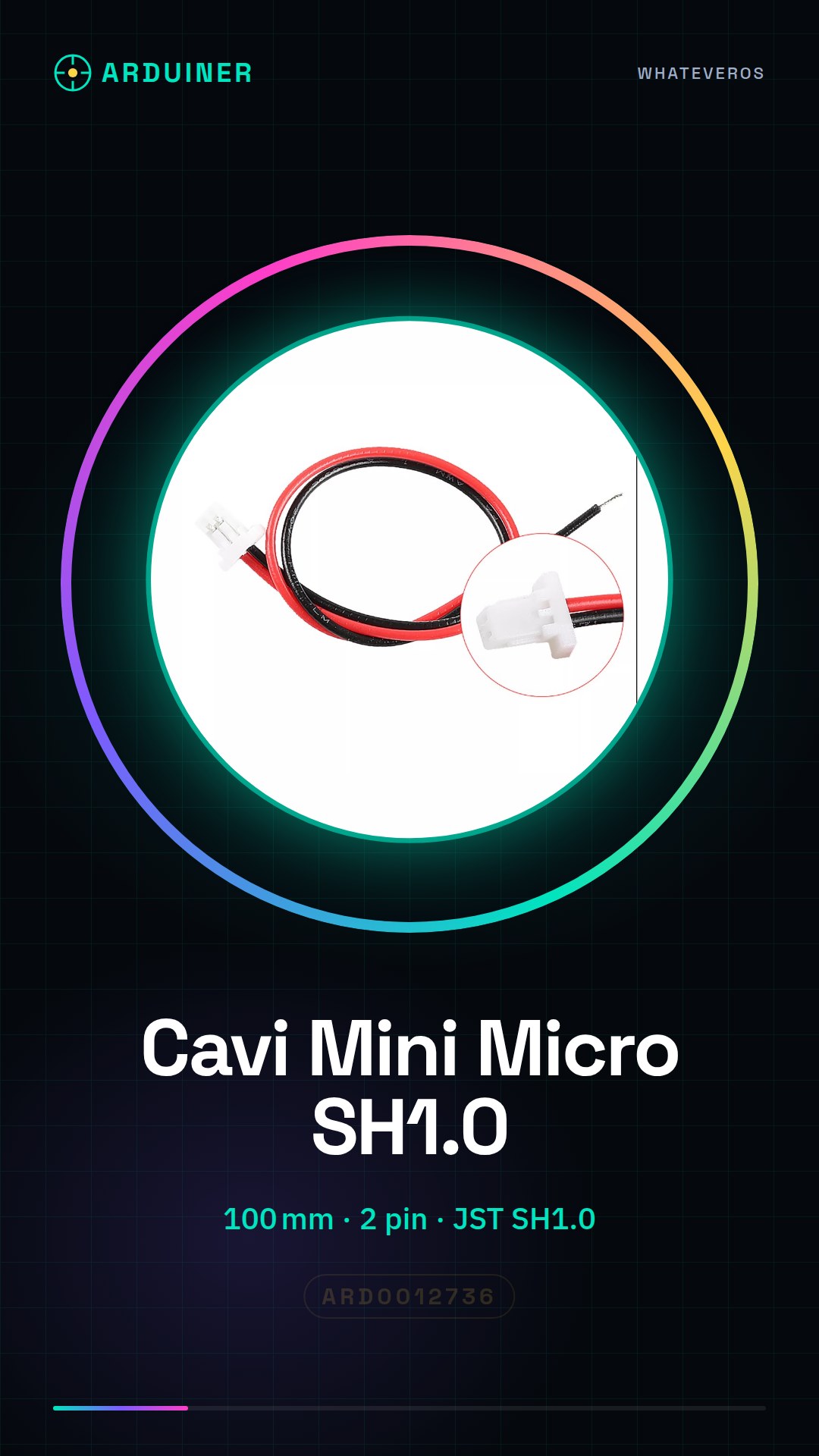 2 x Câbles Mini Micro SH1.0 2 broches JST de 100 mm extrémité simple