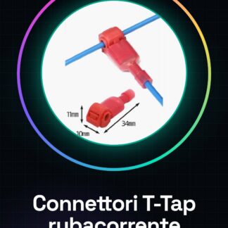 10 pezzi Connettori T-Tap rubacorrente Mis. T1 0,5-1,5 mm a clip, autospelanti Rapidi