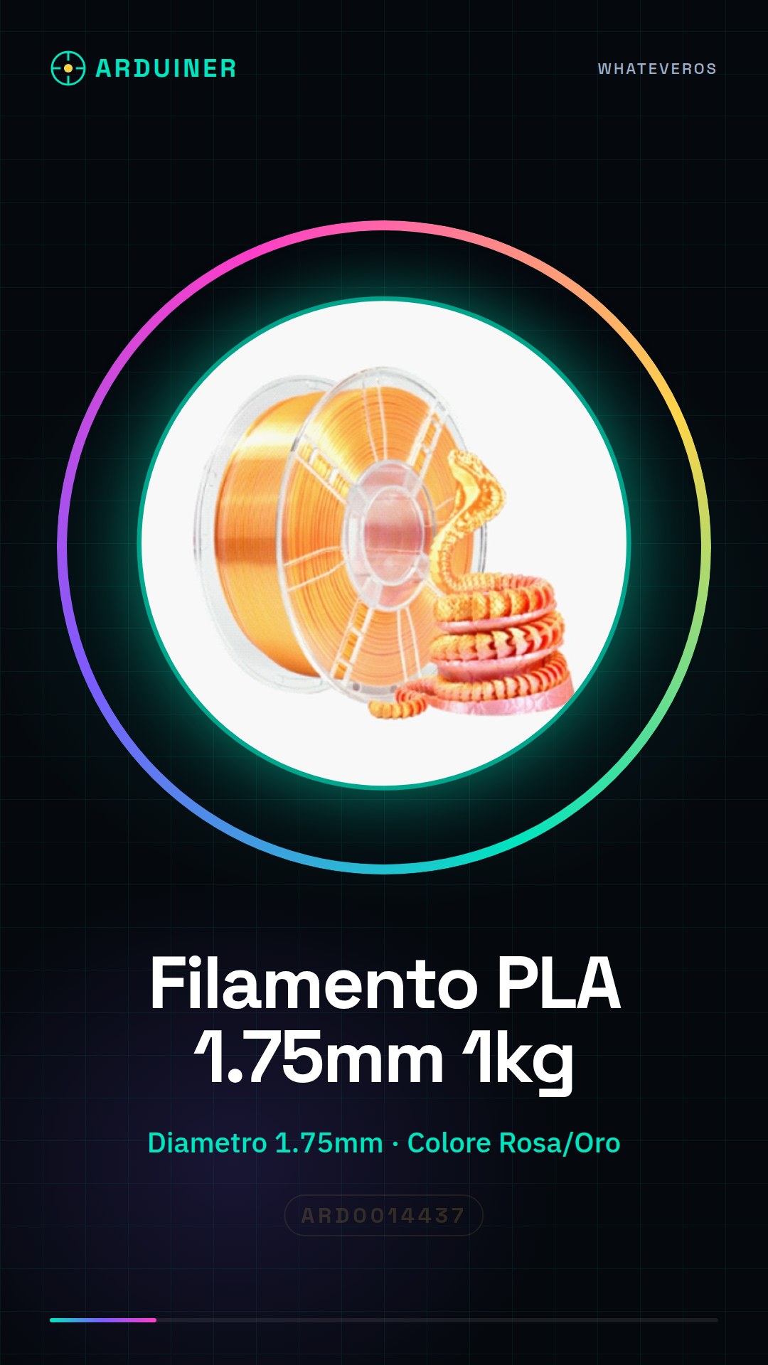 Filament PLA 1.75mm 1kg – Bicolore Rose/Or – Haute Qualité pour Imprimantes 3D