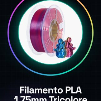 Filamento PLA 1.75mm 1kg – Tricolore Rosso/Verde/Oro – Alta Qualità per Stampanti 3D