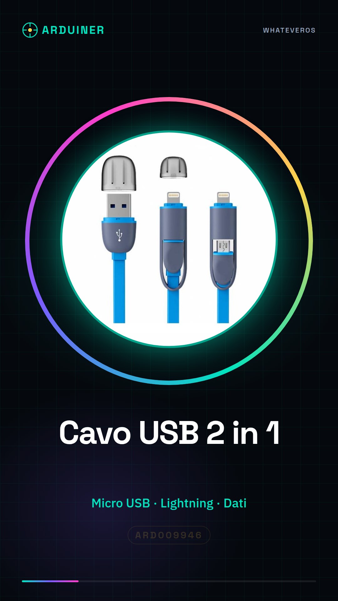 Câble USB 2 en 1 Micro USB et iPhone pour transfert de données et charge rapide