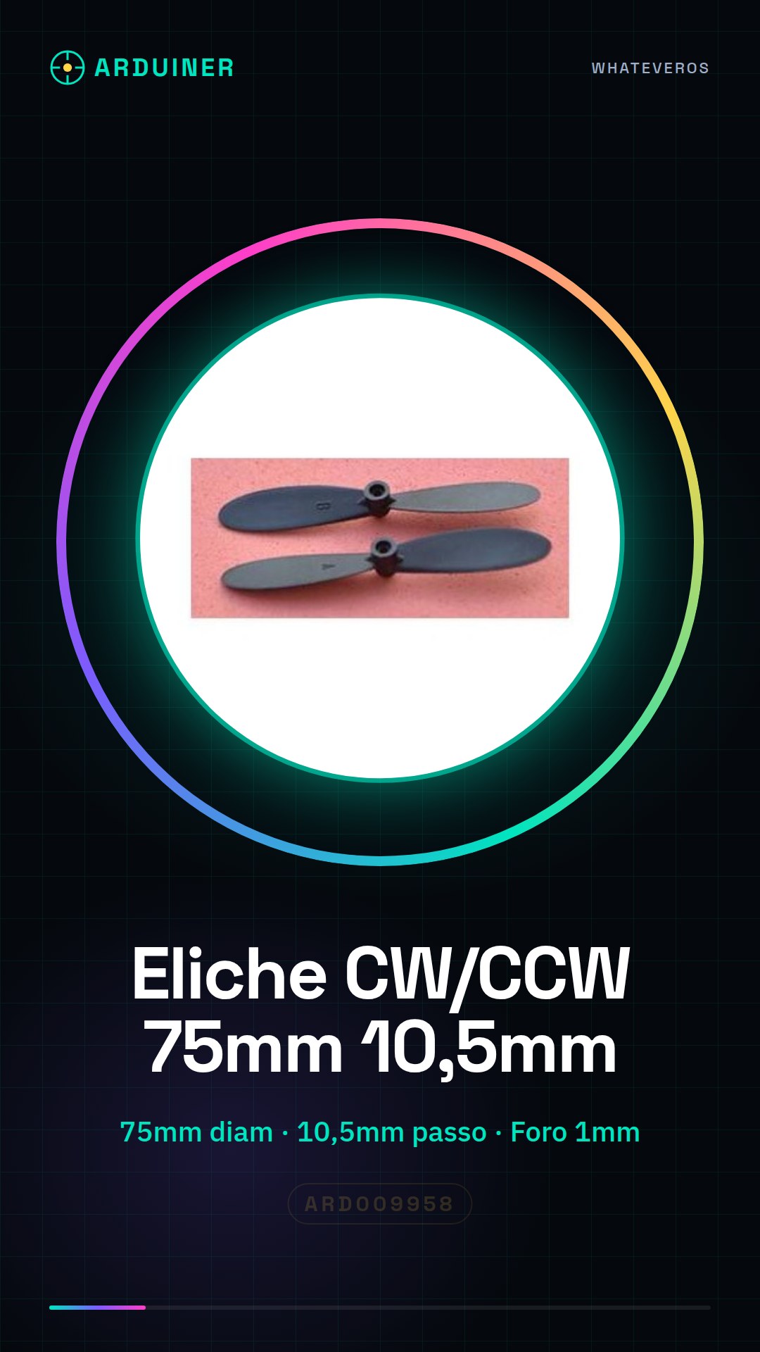 Paire d'hélices CW et CCW 75 mm x 10,5 mm pour moteurs N20 Diamètre de filetage 1mm