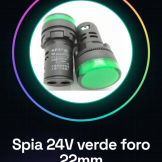 Spia luminosa da pannello Verde AD16-22D/S 24V Foro 22MM
