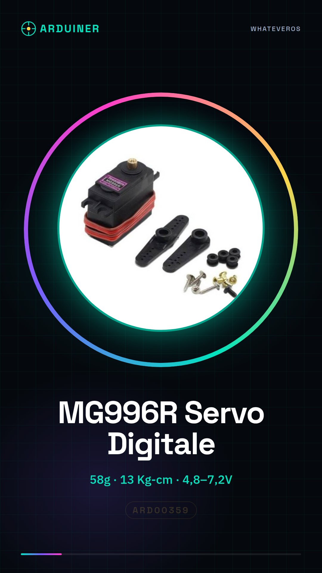 MG996R Digital Metal Gear Servo Motor, 58g, 13Kg-cm Torque for Arduino
