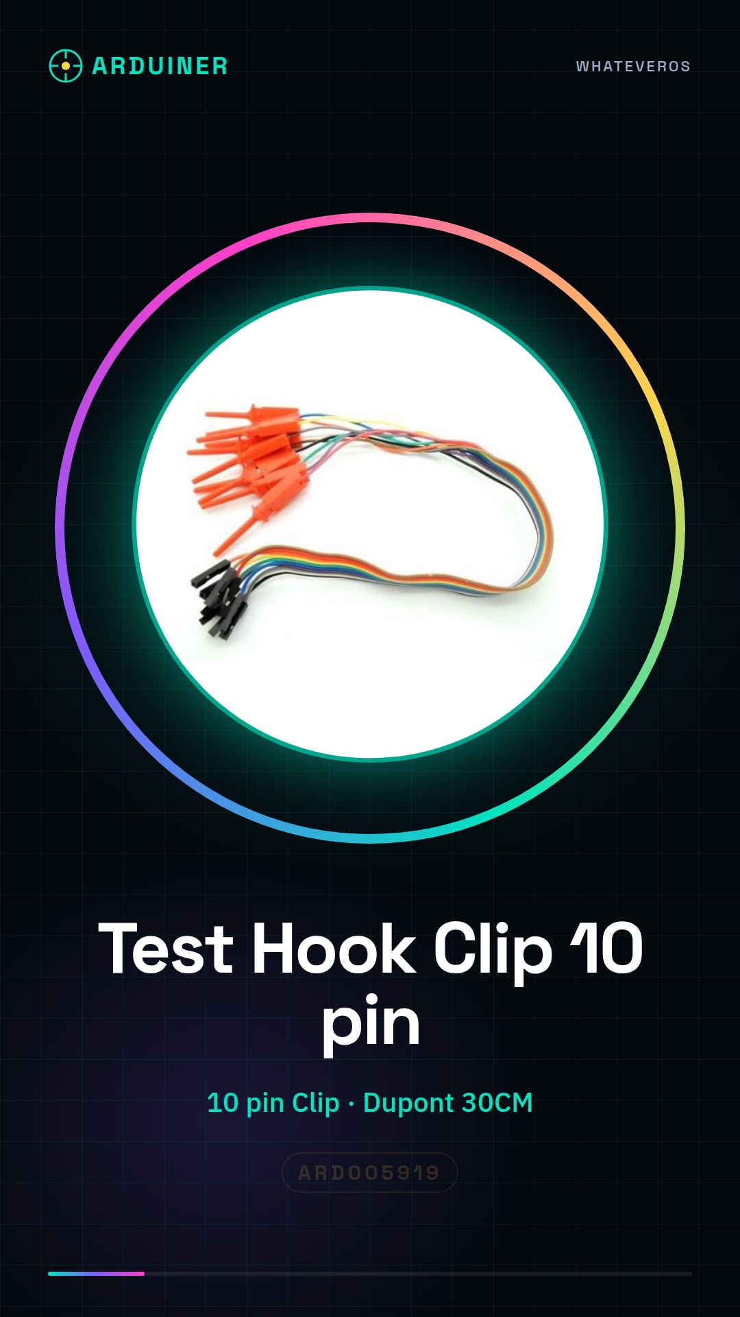 10 Pin Clip Test Hook with 30cm Dupont Cable Female