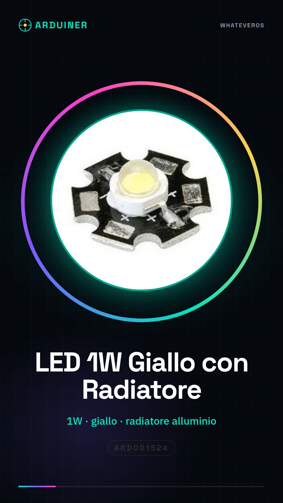 LED jaune 1W avec radiateur en aluminium