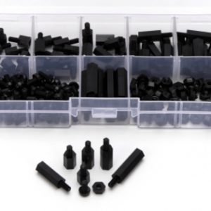 180 pz M3 Esagonale Maschio Femmina Nylon Distanziatore Distanziatore Vite Distanziatore Nero Vite di Plastica Assortimento Dado Kit