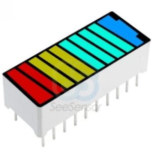 LED a 10 segmenti a 4 colori Livello della batteria Indicatore del display di alimentazione del grafico a barre Rosso Giallo Verde Blu Luce multicolore 5V