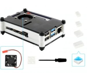 Black/White Acrylic Case for Raspberry Pi 4, with Cooling Fan
