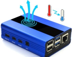 Raspberry Pi 4 aluminum alloy case with a cooling fan blue