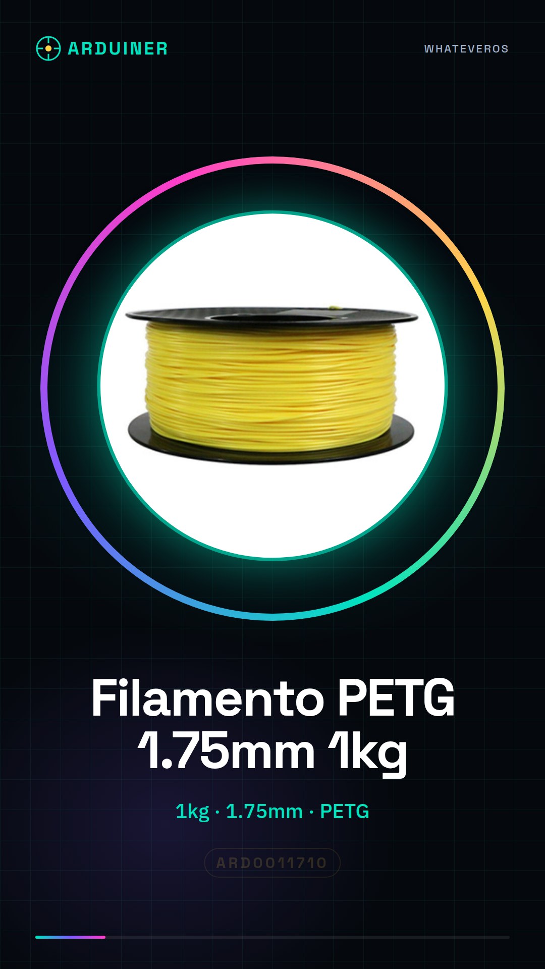 Filament PETG 1.75mm 1KG Jaune Transparent Haute Qualité Consommables pour Imprimantes 3D