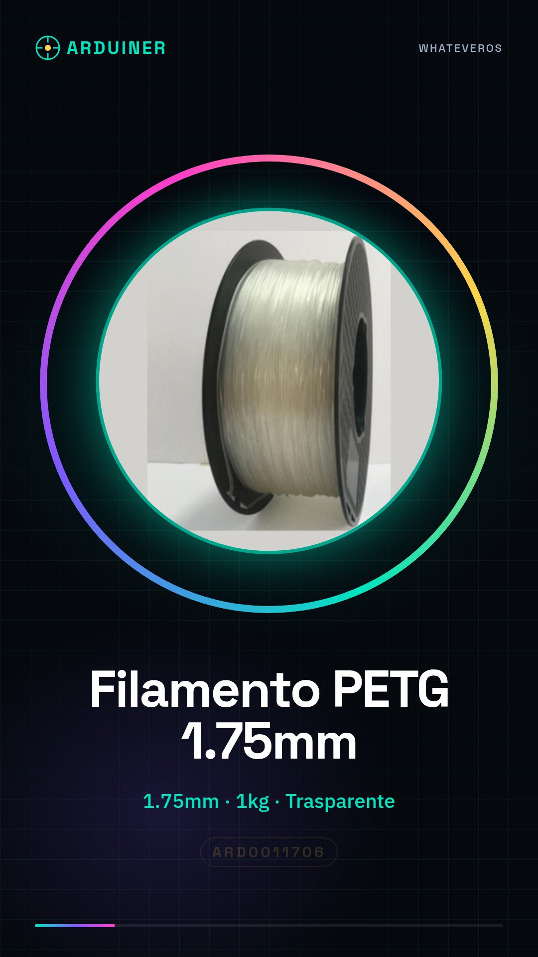 Filament PETG 1.75mm 1KG Transparent Haute Qualité Consommables pour Imprimantes 3D