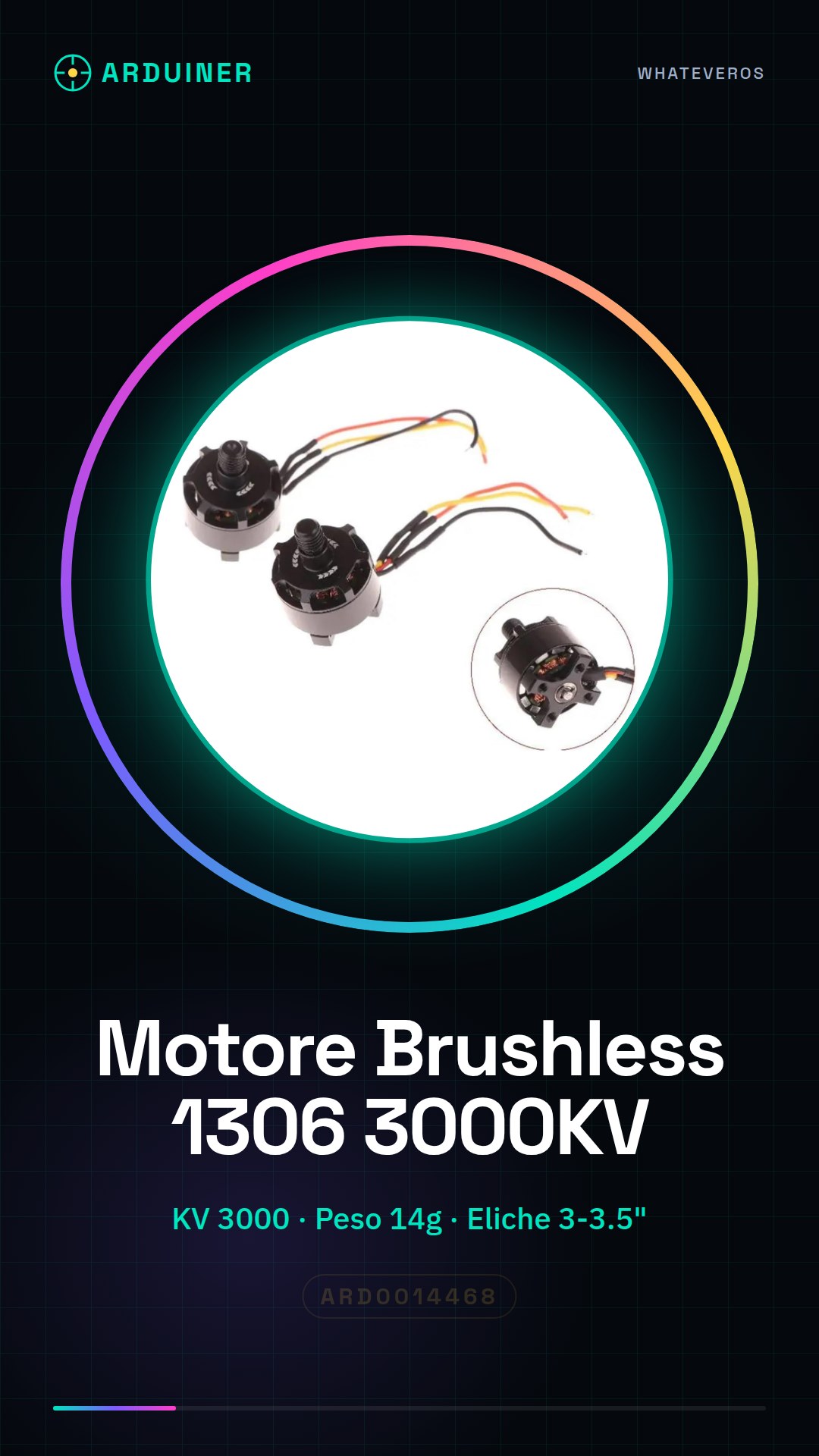 Motor sin escobillas PM 1306 3000KV CC para drones