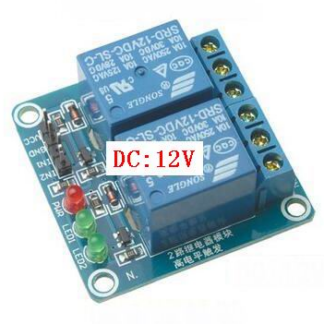 Modulo relè 2 canali 12V con LED - Alto livello. Prodotto Arduiner, categoria Relay. SKU ARD0010468, prezzo €3,28.