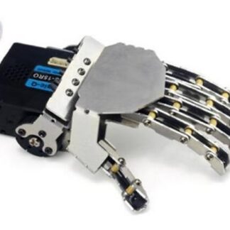 **Alt-text SEO/accessibilità:** Una mano robotica con cinque dita e braccio manipolatore metallico. Prodotto Arduiner per pro
