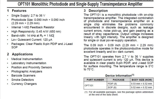 CJMCU-101 OPT101 Single Chip Photo Diode Light Intensity Sensor Module - Image 2